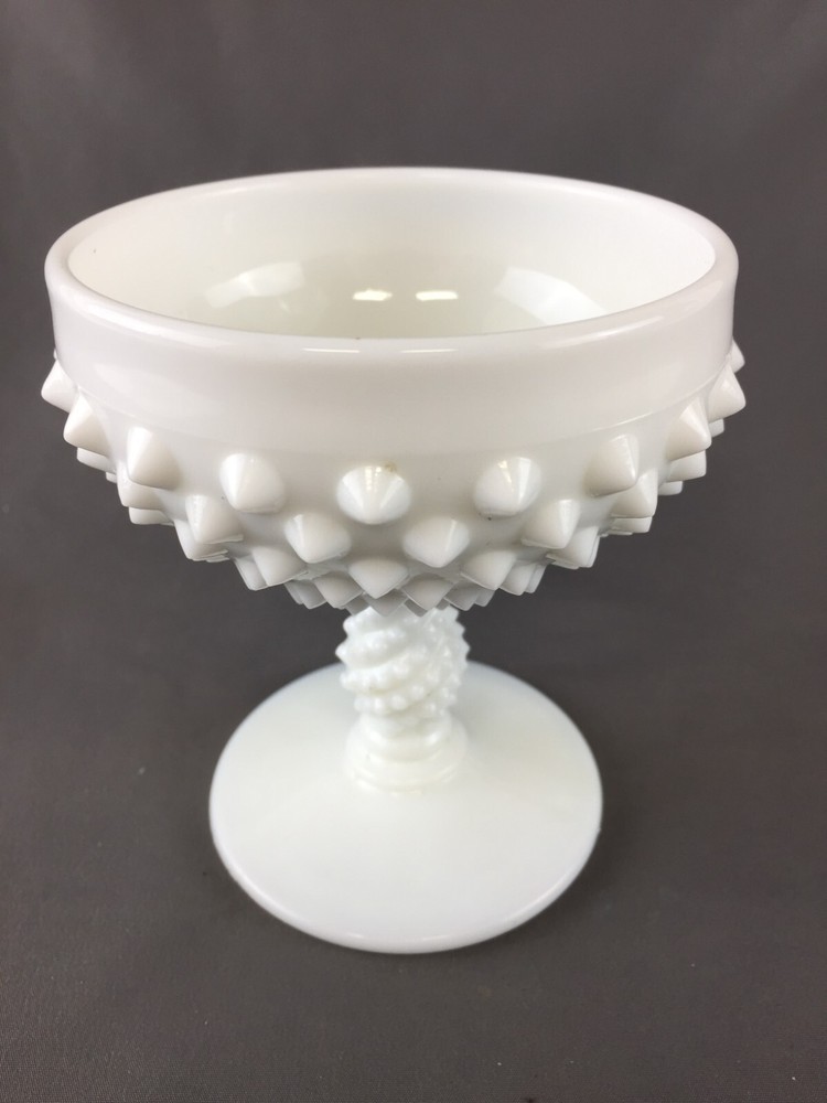 Vintage Fenton Milk Glass Hobnail Champagne Coupe Cup Sherbet Glass