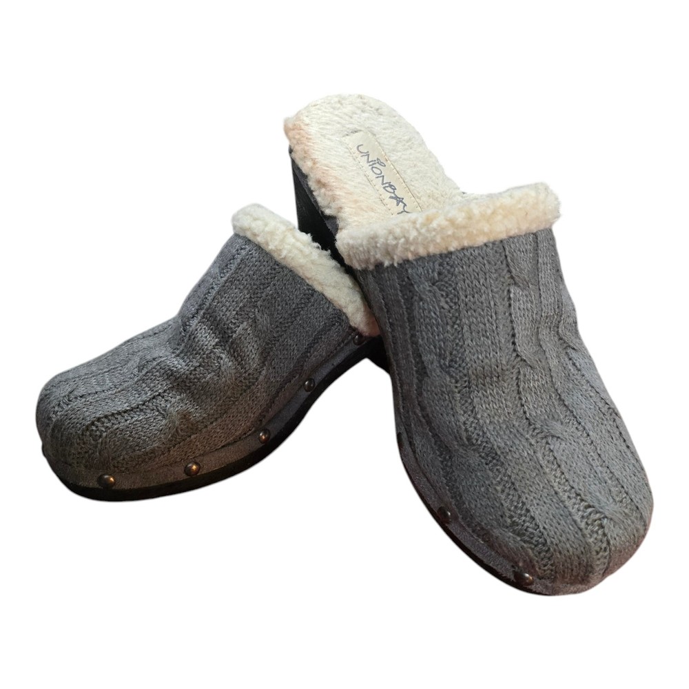 Unionbay Sherpa-Lined 90s Y2K Studded Mule Clogs Grey Size 9