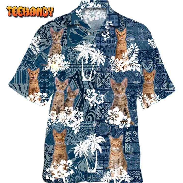 3D Full Print Hawaiian Cat Shirt Perfect for Summer Days with Vibrant Tropical Cat Design