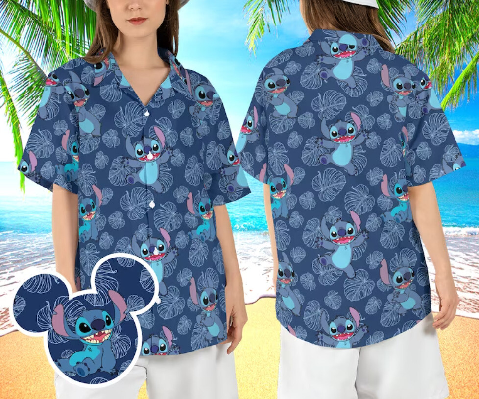 Stitch Tropical Leaves 3D HAWAII SHIRT US Size Best Price Father Day Gif-image