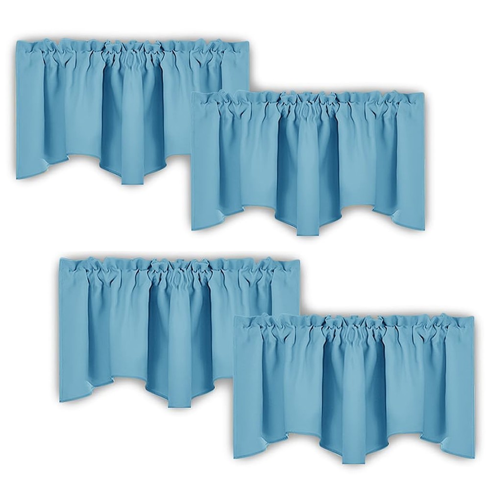 52x18 Inch Scalloped Blackout Valance Curtain for Kitchen or Bathroom
