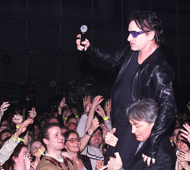 Bono in the crowd at the finale of the Brit Awards at Earls Court- Old Photo 3