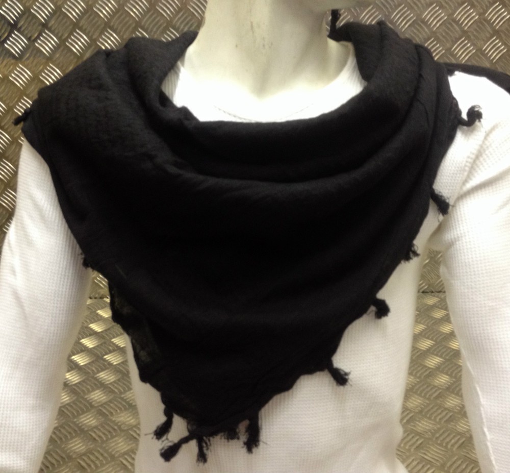 100% Cotton Shemagh / Arab Scarf / Pashmina / Wrap / Sarong. Black - NEW