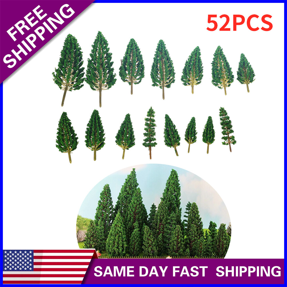 52x Pine Trees Model Train Railroad Layout Scenery Landscape for N HO O Scale