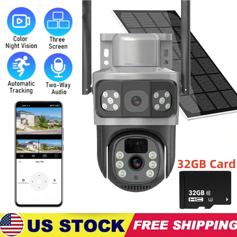 9MP Camara De Seguridad Solar Wifi Inalambrica Con Vision Nocturna Para Exterior