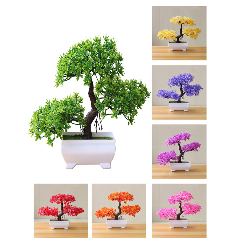 Artificial Potted Flowers Fake Tree Plants In Pot Bonsai Garden Home Decor NEW