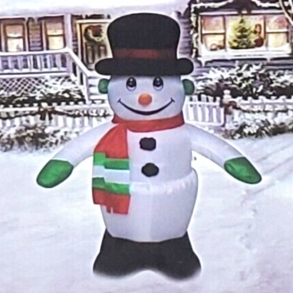 Inflatable Christmas Snowman 4ft Lighted Yard Decoration with Box & Accessories