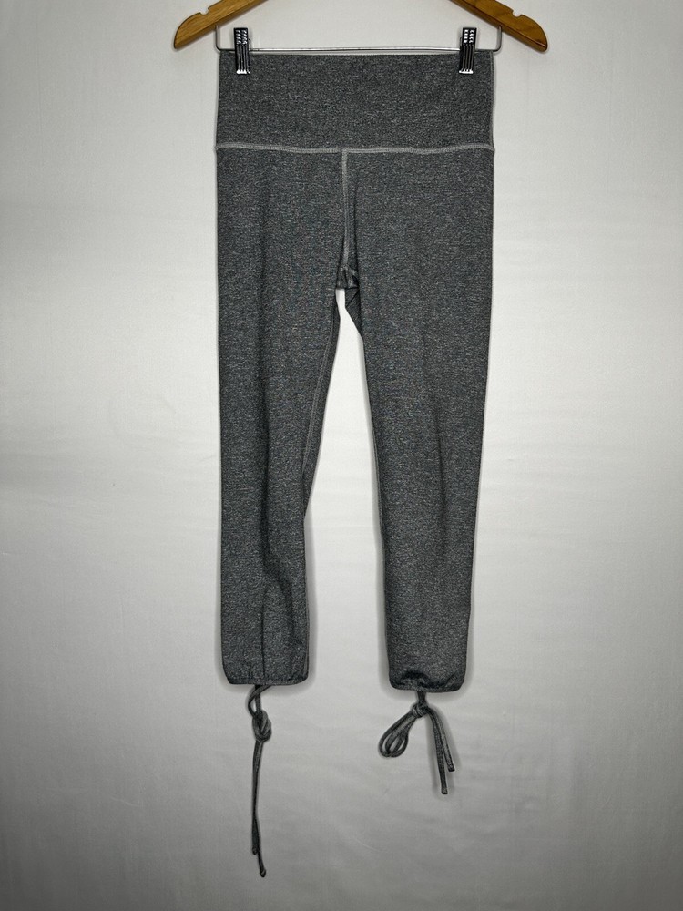 Aerie Heathered Gray Cropped Leggings with Tie Detail Hem in Women's Size Medium
