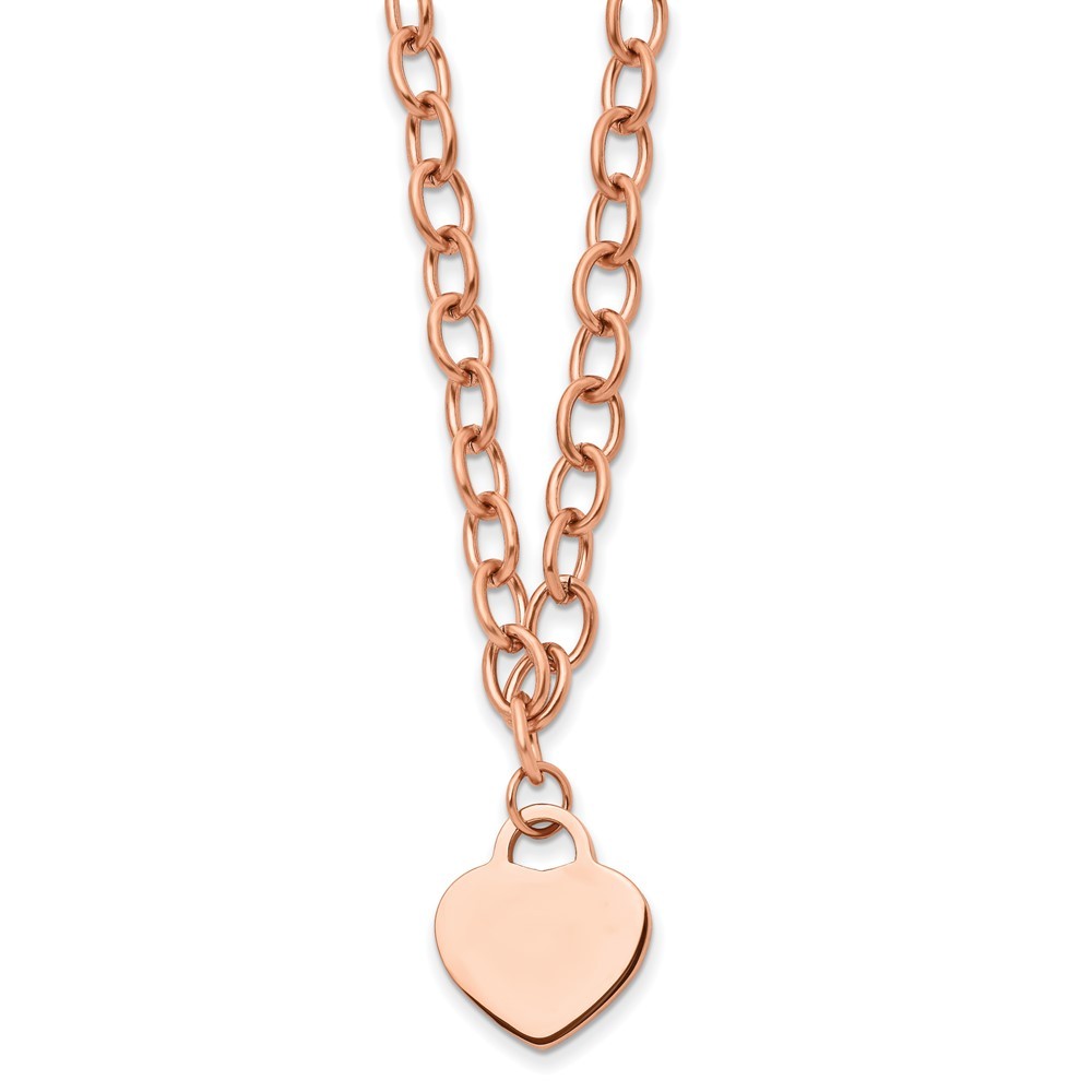 Stainless Steel Rose IP-plated Heart Pendant Necklace 16