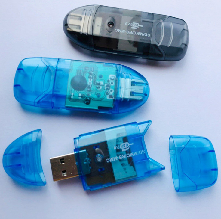 5pcs SD card reader camera large TF Card MMC transparent blue black USB 2.0