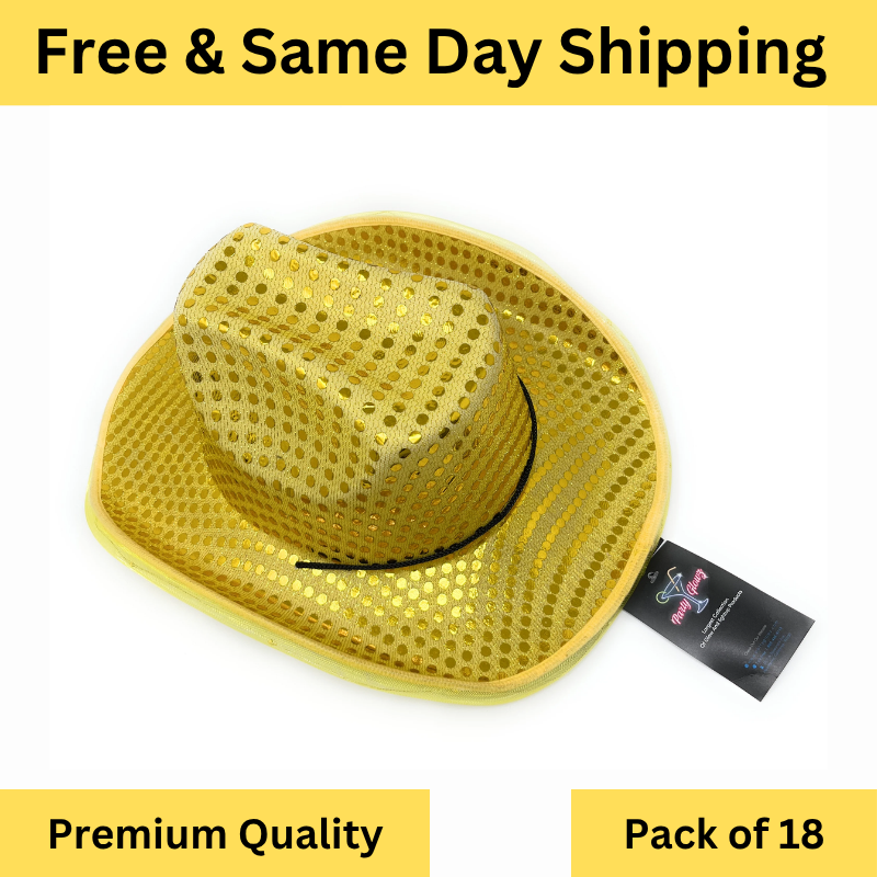 Gold LED Light Up Cowboy Hat – Flashing Western Party Costume Hat