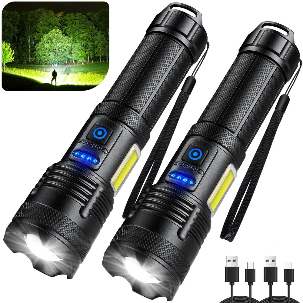 Ultra Bright 990000 Lumen Rechargeable Flashlight Set of 2