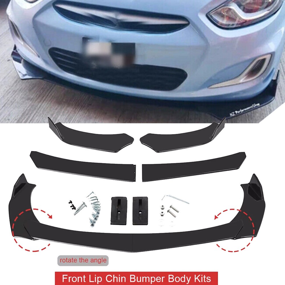 Glossy Black Front Bumper Lip Splitter Spoiler for Hyundai Accent Sedan