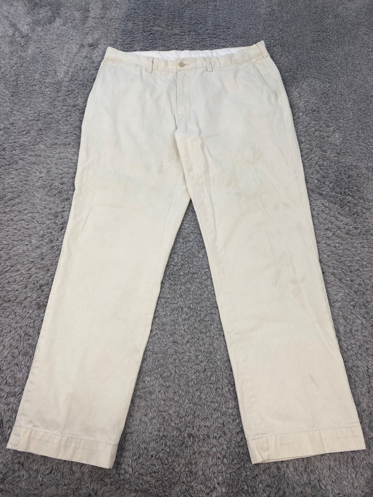 Polo Ralph Lauren Pants Mens 38x32 Ivory Beige Flat Front Classic Fit Golf Chino