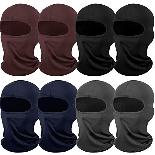 8-Pack UV-Protection Balaclava Ski Masks in Medium Dark Tones