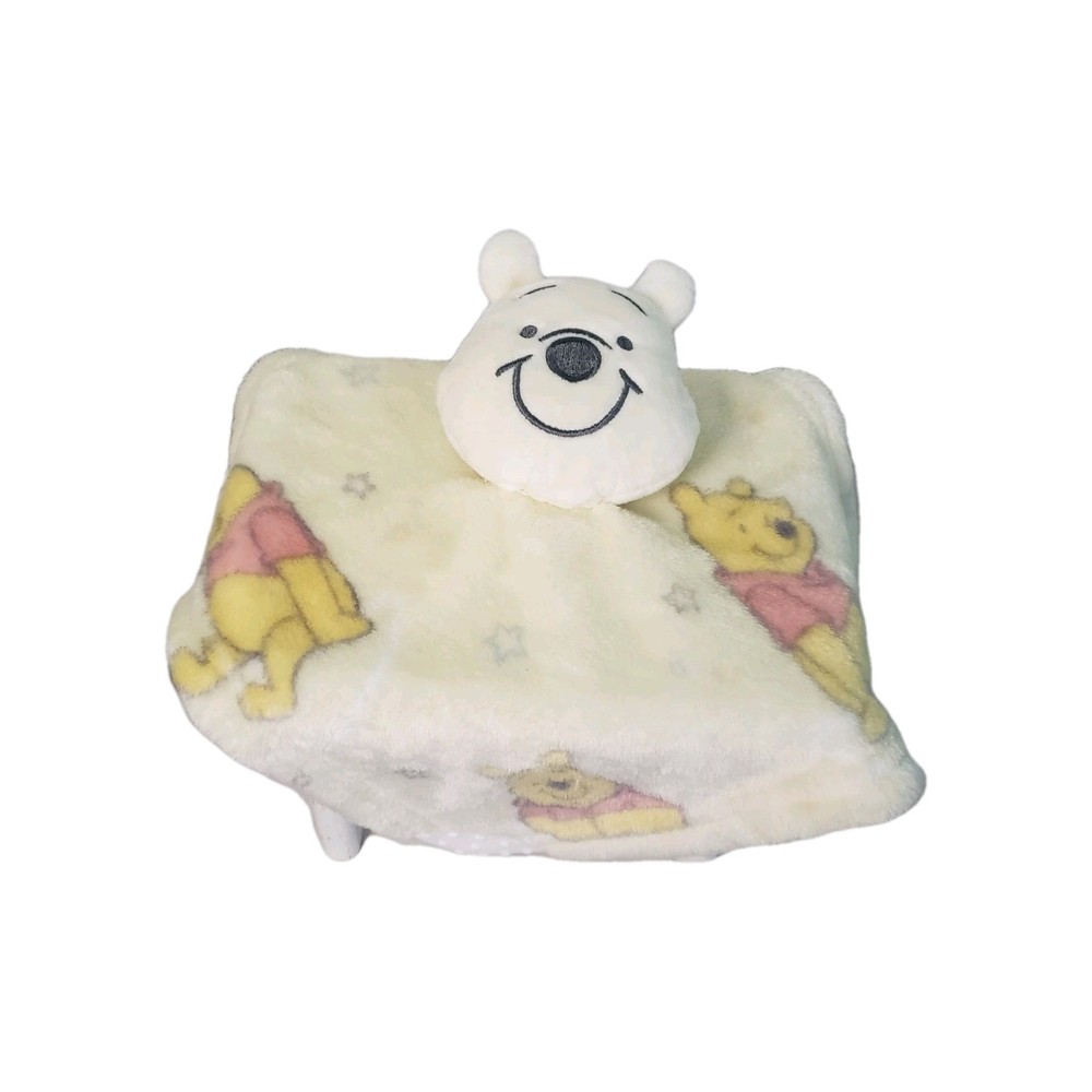 Disney Baby Winnie The Pooh Yellow Security Blanket Lovey plush Teether Soft Toy