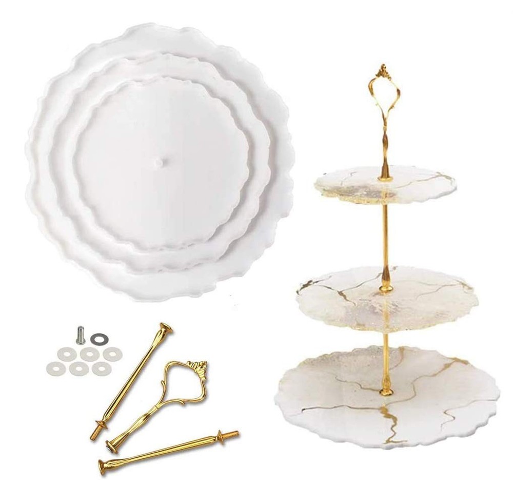 3-Tier Resin Cake Stand Mold with Hardware for DIY Cupcake Display