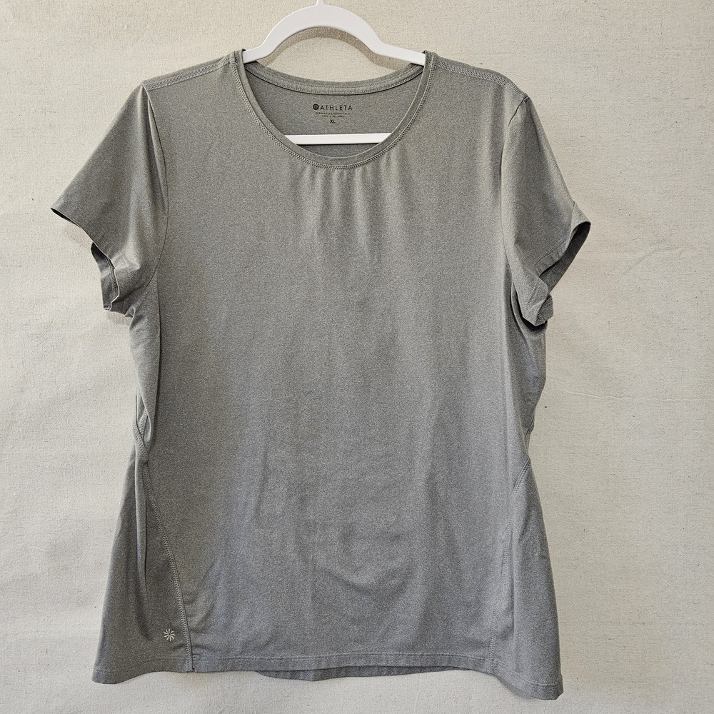 Athleta Women's Short Sleeve Gray Athletic T-Shirt Size Extra Large