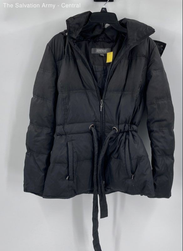 Kenneth Cole Reaction Womens Black Long Sleeve Full-Zip Puffer Jacket Size Large-image