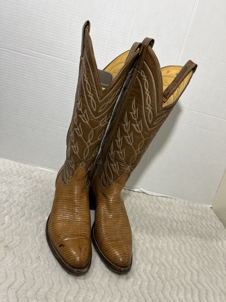 Tony Lama Women’s Size 6B Brown Leather Lizard Western Cowgirl Boots