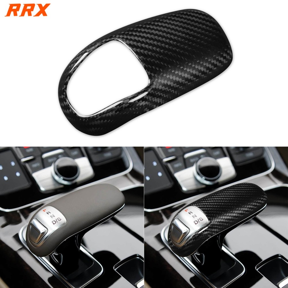 Real Dry Carbon Fiber Console Gear Shift Knob Cover For Audi A8 Quattro S8 11-18
