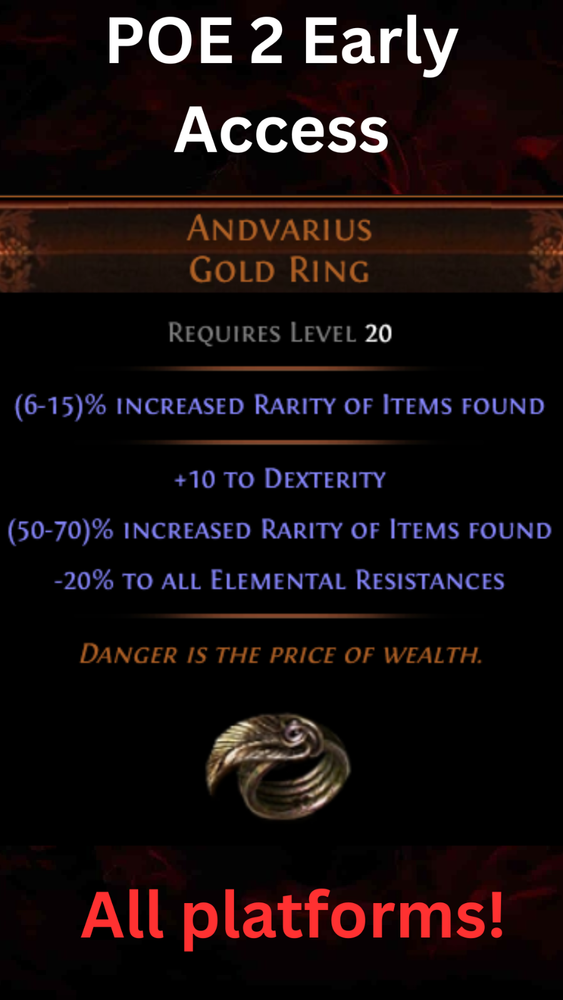 Path of Exile 2 💥Andvarius Gold Ring💥Unique Item💥SOFT-CORE All-Platform