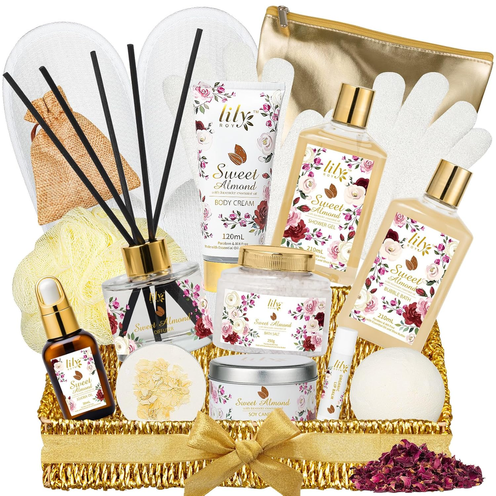 Valentines Day Gifts Spa Gift Basket Set for Women 17-Piece Almond Luxury Spa Gi-image