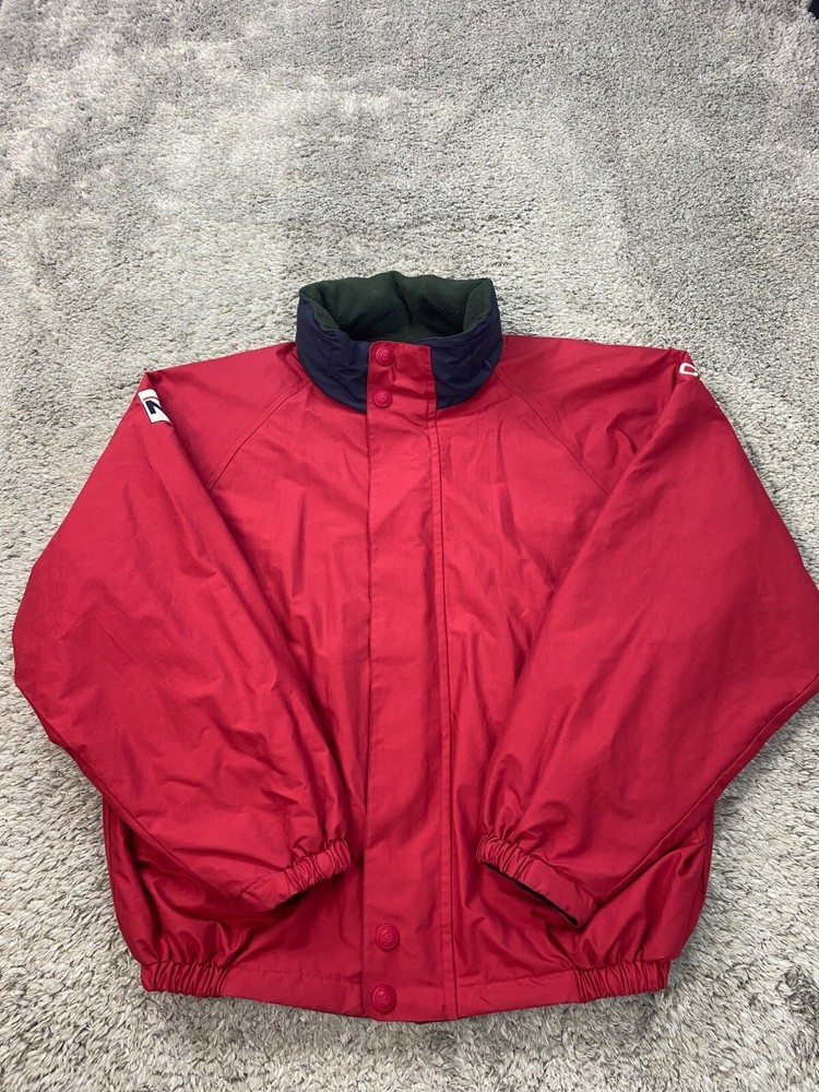 Nautica Jacket Mens XL Red Fleece Lined Reversible Windbreaker Ski Coat Vtg Y2K