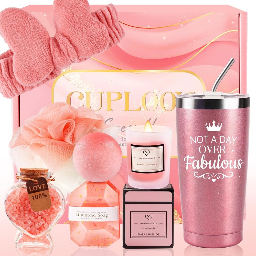 Birthday Valentines Day Gifts for Women Her Floral Scent Spa Tumbler Gift Basket-image