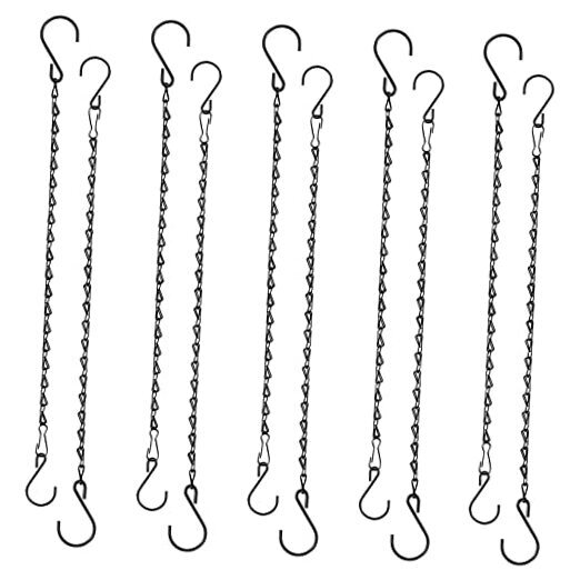 Plant Hanging Chains Metal Hanging Basket Chain with S Hook 20 Inch Black-10pcs