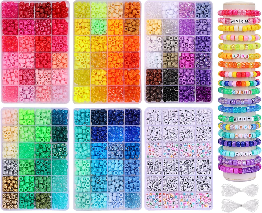 4680Pcs 120-Color Pony Beads Kit for DIY Friendship Bracelets & Kandi Crafts