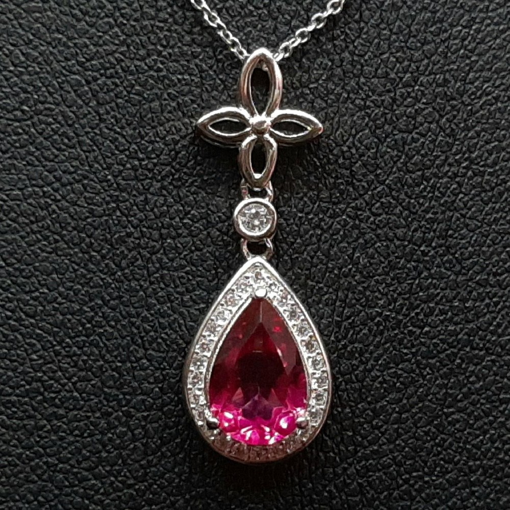 World Class 2.15ctw Pink Topaz & White Sapphire 925 Sterling Silver Pendant
