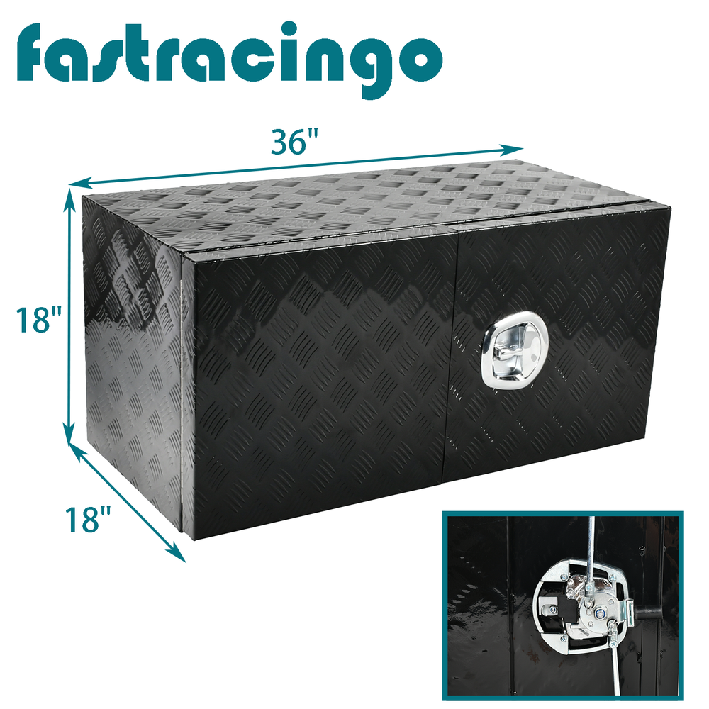 36x18x18 Aluminum Truck Bed Tool Box with Barn Door and Lockable Key Storage