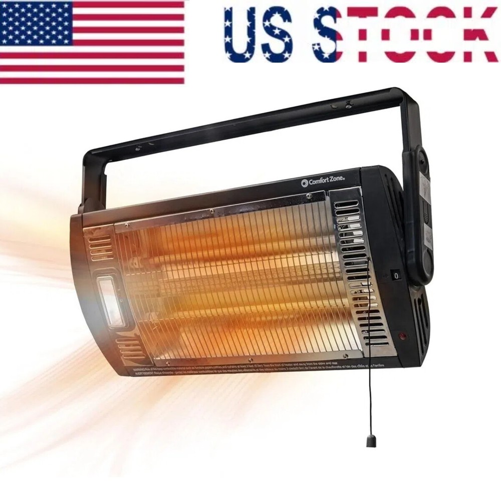 1,500W Ceiling Mounted Space Heater, 90 Degree Adjustable Tilt, Dual Quartz
