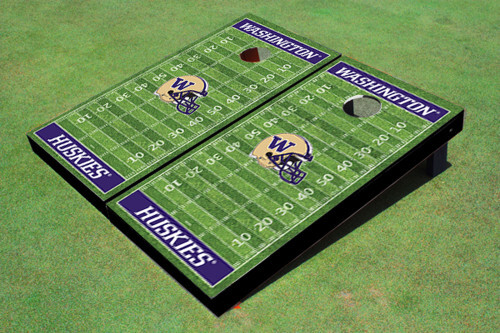 University Of Washington Helmet Purple Matching Football Field Custom Cornhole B