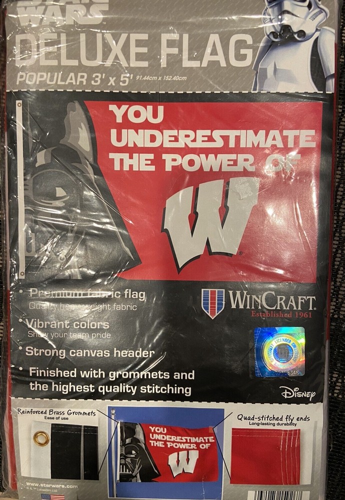 UW University Of Wisconsin Badgers Star Wars Large Outdoor Flag yard Banner