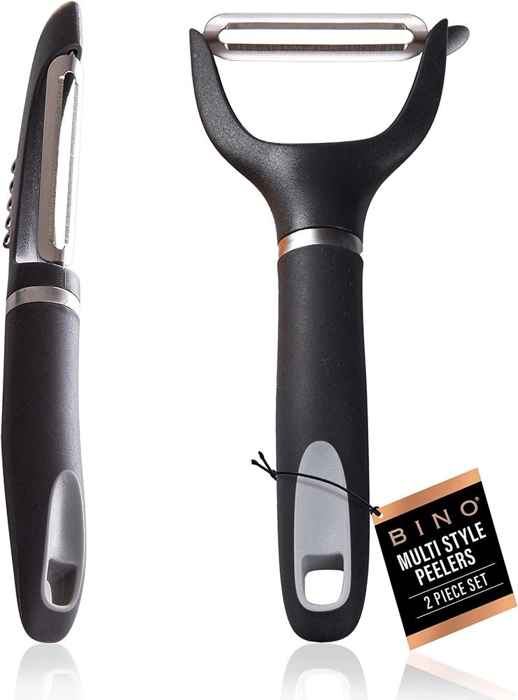 Stainless Steel 2-Piece Peeler Set - Dark Grey | 1-Piece Y-Shaped + 1-Piec
