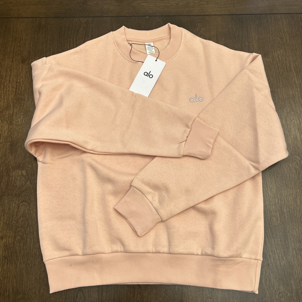 Alo Yoga Accolade Crew Neck Pullover Sweatshirt Pink Quartz Size XXS