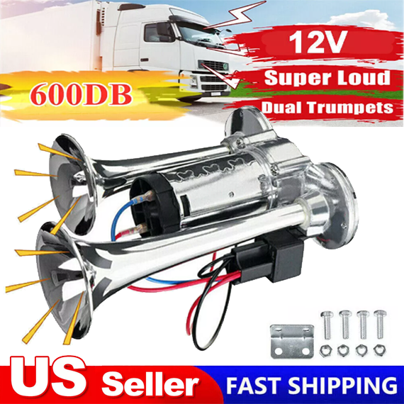 Air Train Horn Kit for Truck Car Super Loud 1000DB 12V Electric Trains Horns US