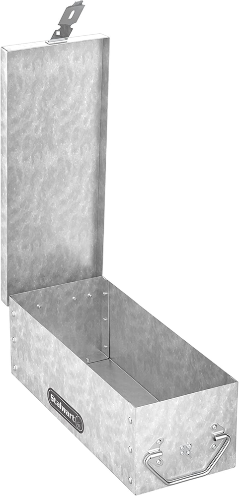 Lock Box with Folding Handle - Durable Metal Storage Chest with Stackable Design