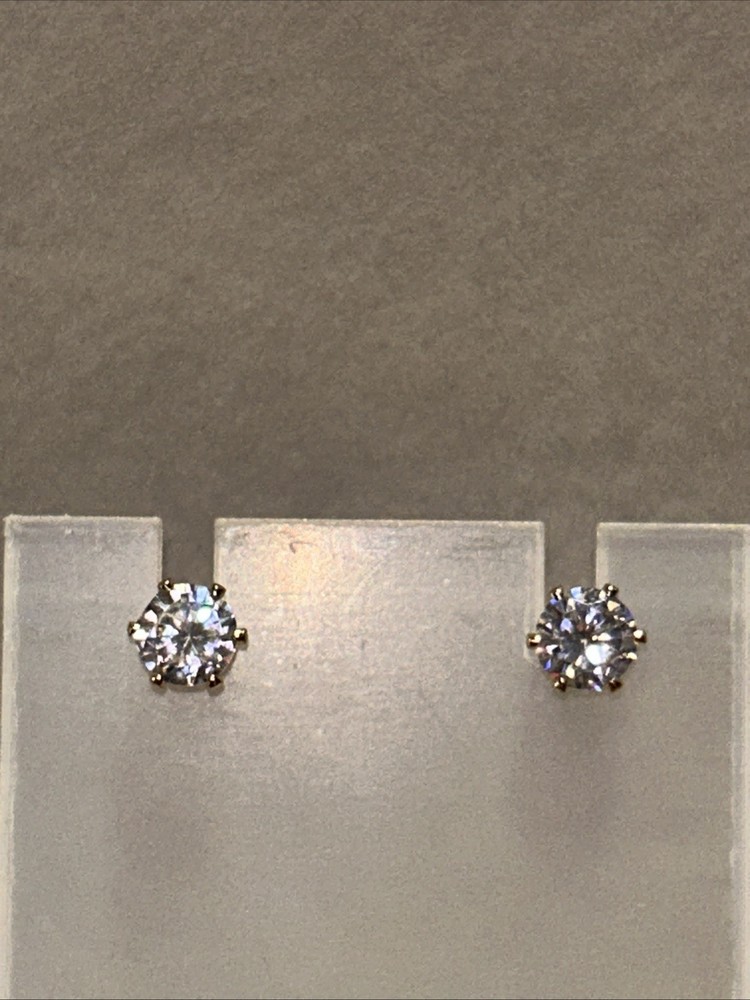 New Clear SWAROVSKI Crystal Stud Pierced Earrings Gold Tone 1/4” Brilliant Gift