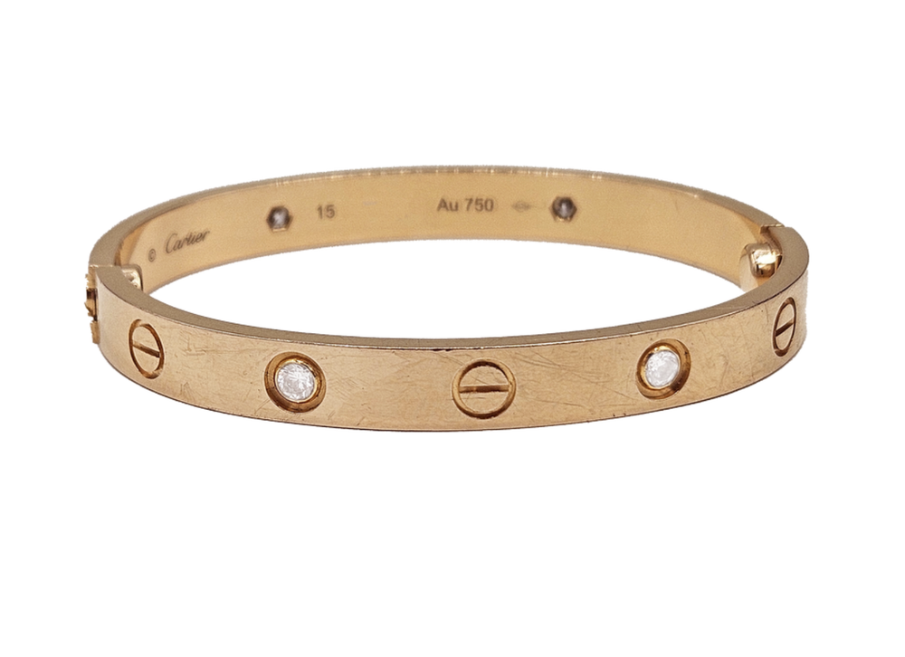 Cartier 18K Rose Gold Diamond Love Bracelet Bangle