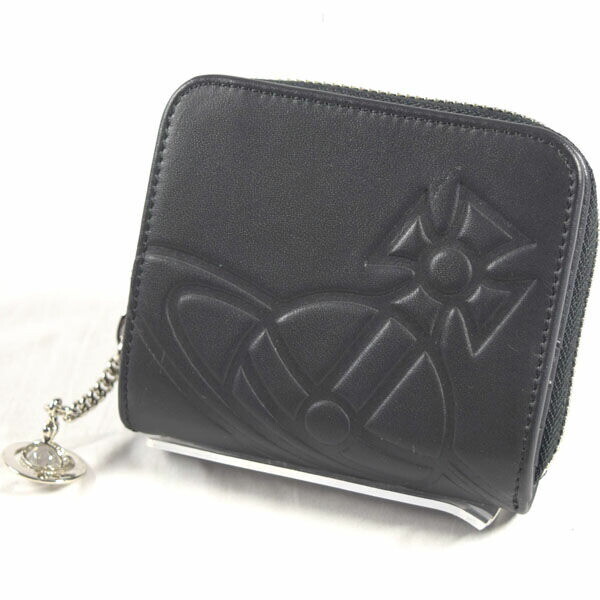 Vivienne Westwood Bifold Wallet Leather Orb Embossed Black, S Rank, Compact