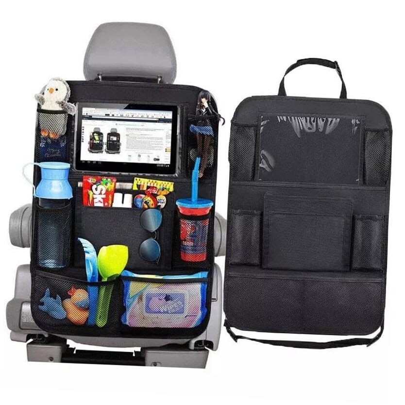 Car Back Seat Organizer with Tablet Holder, Multi-Pocket Storage, Water Bottle