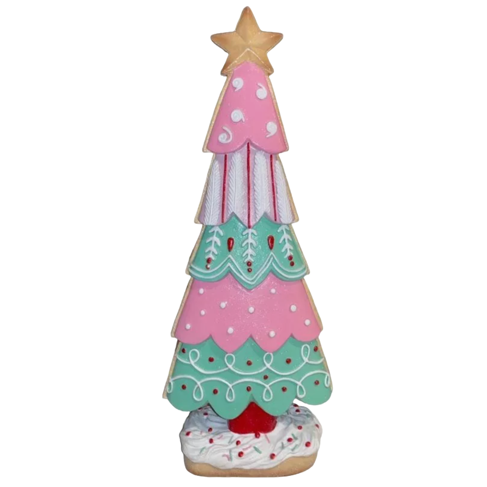 Pink Green Tiered Sprinkles CHRISTMAS TREE Icing 15