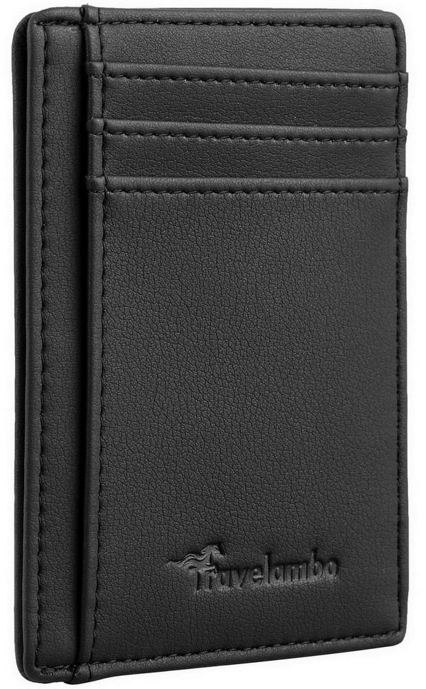 Slim RFID Blocking Leather Front Pocket Minimalist Wallet by Travelambo