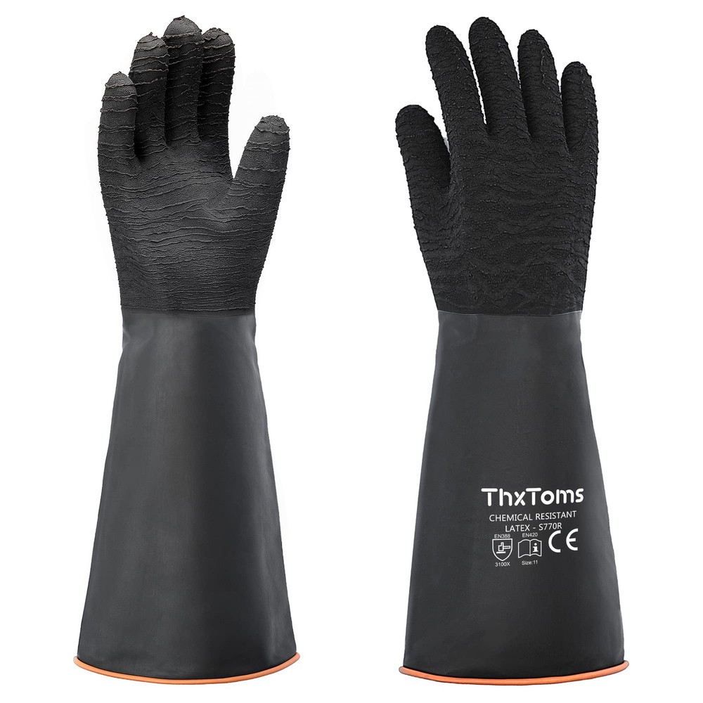 Heavy Duty Chemical Resistant Latex Rubber Gloves for Versatile Use Upgraded Durable Protection