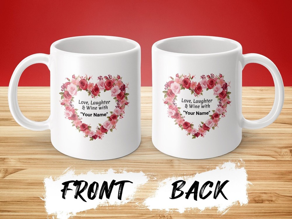 Floral Heart Mug Valentine's Day Gift Romantic Rose Coffee Cup Love And Flowers