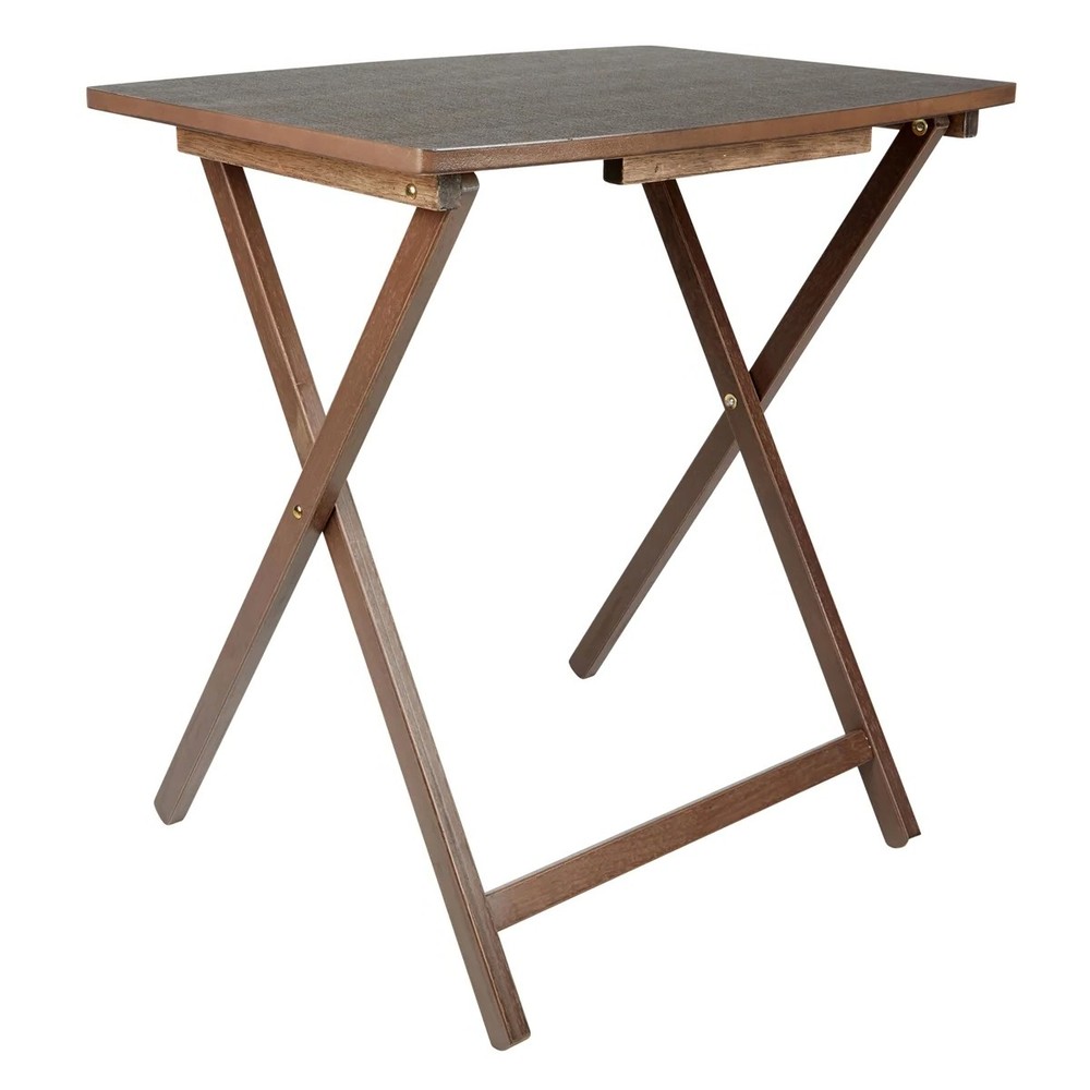 26 Inch Heavy Duty Bamboo Top Folding Table in Espresso Finish Compact Design