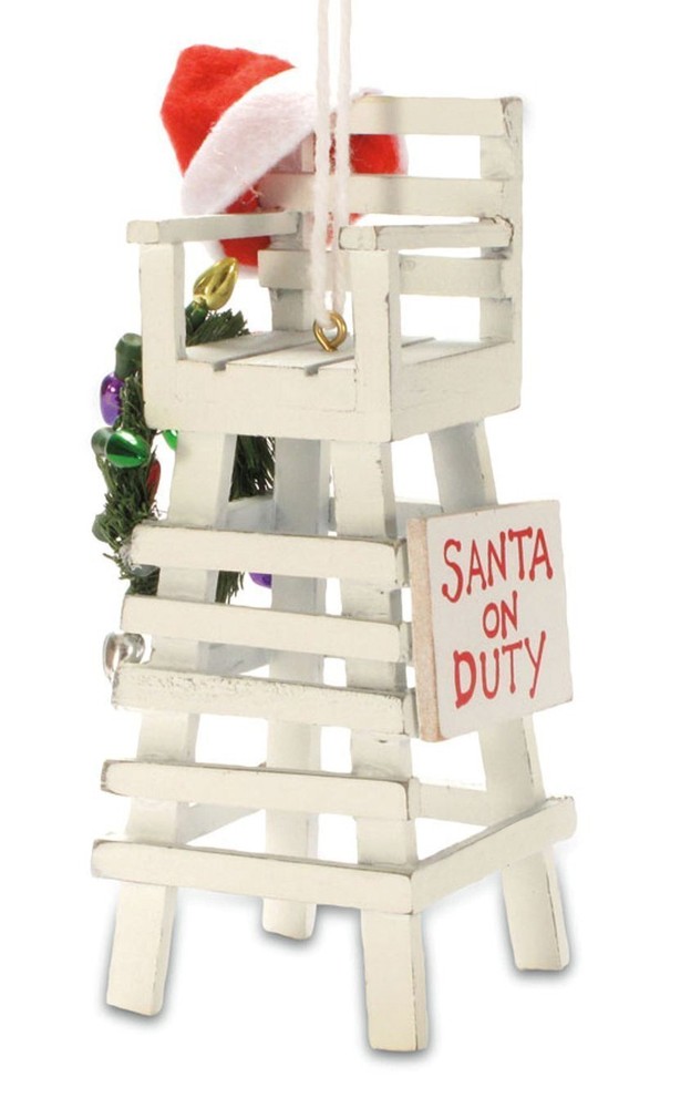 Cape Shore Tropical Beach Lifeguard Santa Claus Christmas Tree Holiday Orname...
